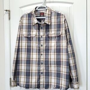 Wrangler Mens Outdoor‎ Long Sleeve Shirt UPF 30+ Protection Brown Plaid Size 2XL